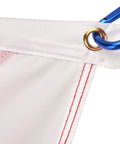 Close-up of Two Flag Duo Diver Down Flag Set 20x24 Inches with golden grommet and double-stitched nylon corner