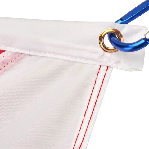 Close-up of Two Flag Duo Diver Down Flag Set 20x24 Inches with golden grommet and double-stitched nylon corner