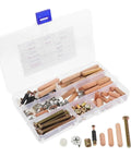 Built Tough Cam Screws For Furniture And Bunk Bed Assembly Featuring Rust Proof Concealed Fasteners in storage case.