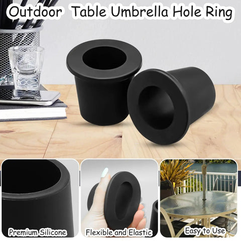 Two-Piece Patio Table Umbrella Hole Ring Plug Kit, Silicone Sleeve Stabilizer Cone Wedge For 2 To 2.5 Inch Holes Or 1.5 Inch Adapters