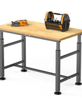 Adjustable Workbench With Rubberwood Top For Home Garage Heavy Duty Work Table Height Adjustable From 29 To 41 Inches Supports Up To 2000 Lbs