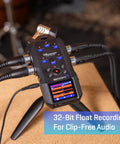 Essential Handheld Recorder For Musicians, Podcasters, And Filmmakers With Built-In X Y Mics, 4 XLR And TRS Inputs on a stand
