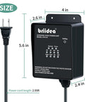 Outdoor Low Voltage Transformer 60W 120V AC to 12V DC for Landscape Lights, front view showing size and settings with cord.
