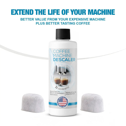 Keurig Compatible Descaling Solution Kit With Two Uses And Two Filters For All 1.0 And 2.0 K Cup Pod Machines And Espresso Machines Universal Descaler Cleaner Concentrate To Remove Limescale And Keep Your Coffee Tasting Fresh