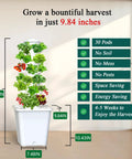 Easy Setup Indoor Hydroponic Growing System With 30 Plant Tower And Built In Pump Kit For Fresh Farm To Table Produce Germination Kit Included Smart Aeroponic Herb Garden Vertical Space Saving Garden For Home Growers And Garden Lovers No Seed, 30-pod vertical garden with dimensions