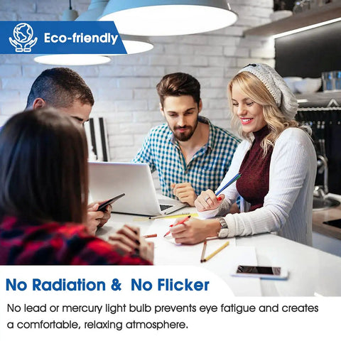 Group of people working under GU24 Base LED Light Bulb 1200 Lumen 12W Hella Bright 75W To 100W Equivalent Daylight 5000K A19 Style