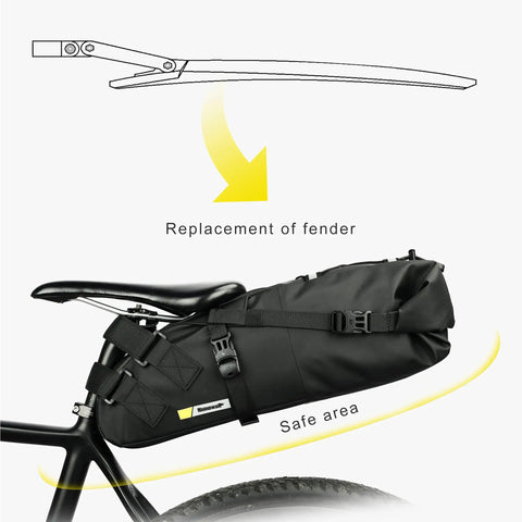 Waterproof Bike Saddle Bag 13L Under Seat Storage For Mountain Road Biking And Commuting Trips Rainproof Compact Pouch attached to bike