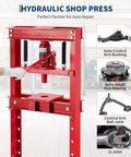 Badass 12 Ton Hydraulic H Frame Shop Press With Adjustable Workbench, used for auto control arm bushing and hub bearing tasks.