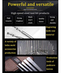 Image displaying various high speed steel tool bit products for engraving, lathe mold accessories, and pedicure knives.