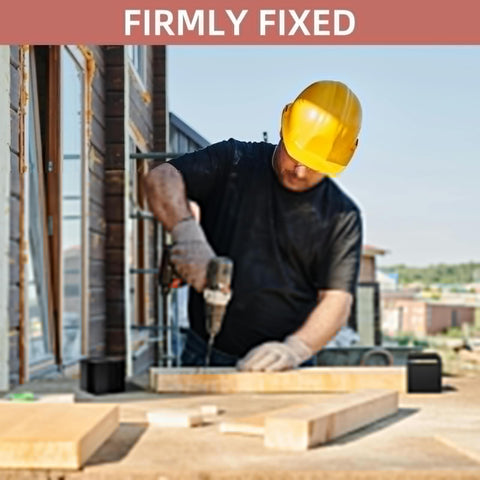 Worker using Heavy Duty 3 Way Corner Bracket Kit For Custom Workbench And Shelving, Black Steel, 1.5x3.5 inch lumber