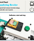 Slick Portable Electric Steel Plate Beveling Machine With Adjustable 30 To 60 Degree Angles For Weld Prep control panel with start and stop buttons.