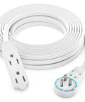 35 Ft 360 Degree Rotating Flat Plug Extension Cord with Three Outlets and Grounded 3 Prong 16/3 AWG Heavy Duty White