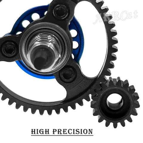 Close-up of 52T Metal Slipper Clutch Spur Gear And Center Drive Shaft Upgrade Kit For 1/10 Slash 4X4 VXL in navy blue