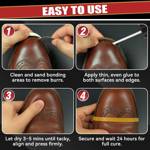 Using Beast Mode Heavy Duty Shoe Glue For Sole Repair Quick Dry Waterproof Adhesive for leather shoe restoration.