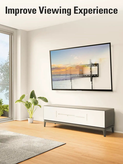 Heavy Duty Tilting TV Wall Mount For 37 To 90 Inch Flat Screens Up To 132 Pounds With Rock Solid Steel Brackets and easy installation in modern living room.