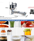 Heavy Duty Pneumatic Liquid Paste Filling Machine With Heated Stirred Tank, adjustable for 10-100ml sizes, 304 steel pump, oil cap.