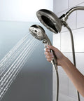2-In-1 Dual Shower Head With Handheld Spray And Magnetic Docking, H2Okinetic PowerDrench Delivers 3X Coverage in use