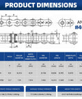 Diagram and dimensions for Roller Chain Kit 20 Feet Carbon Steel One Half Inch Pitch ANSI Standard Chain