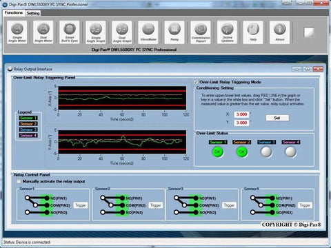 Digi-Pas DWL5500XY PC SYNC Professional software screen for Two-Axis High-Precision Digital Inclination Sensor Module With NIST-Traceable Tilt Angles Inclinometer RS232 RS485 Plug-And-Play Access PC Sync Pro Software Dongle Bundle For Remote PC Readouts