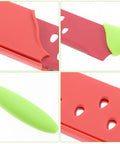 Watermelon Cutter With Sleeve Long Serrated Knife For Melon Cutting Bread And Veggie Knife close-up details of blade and handle