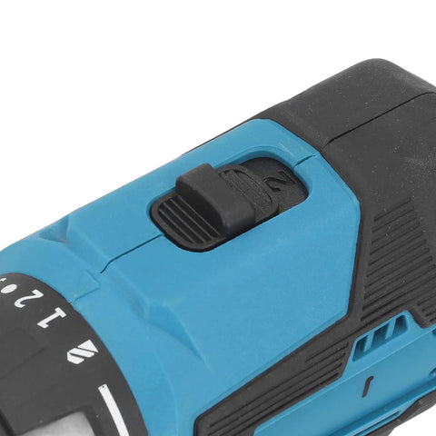 Close-up of the switch on the Heavy Duty Cordless Drill Driver With 23 Plus One Torque Settings And 1700 Rpm Speed for serious projects.