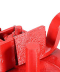 Close-up of Tubing Bending Hand Tool With Straight Jaw Pliers for ductwork, showing red metal construction and ergonomic design.