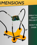 Four Gooseneck Soldering Helper With Sturdy Base And Rotating Stainless Alligator Clamps holding circuit board upright