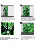 Tropical Botanical 3D Wall Mural With Green Leaf Monstera For Bedroom And Living Room Decor installation steps illustration