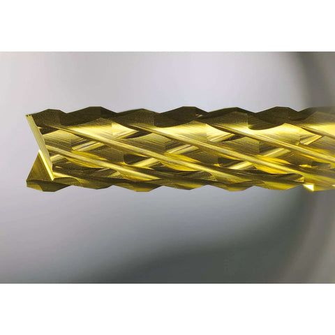 End mill TiN-coated solid carbide, 2.0 mm diameter, 1/8 in shank, close-up view