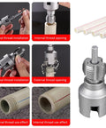 2 In 1 Internal And External Pipe Threading Tool For One Half And Three Quarter Inch PVC Pipe, Electric Drill Compatible Kit in use