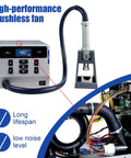 Pro Grade 1000W Hot Air Rework Station With Intelligent Digital Display shown with brushless fan and settings panel