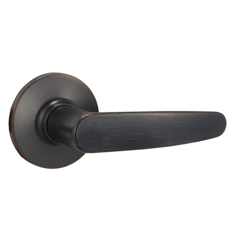 Oil Rubbed Bronze Straight Door Lever Passage Lockset, Reversible for Left or Right Handed Install, Easy to Install