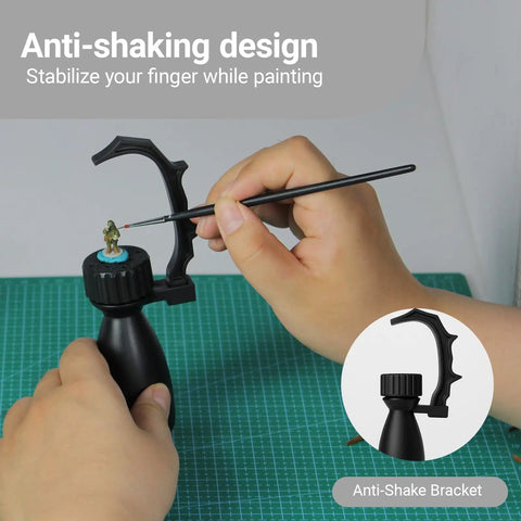 Precision Miniature Painting Handle With Stabilizer Bar And Magnetic Base For No Slip Gripping 360 Degree Rotating Model Holder