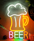 Colorful Beer Mug Neon Sign Led Neon Light For Wall Decor USB Powered 16.5 By 10.1 Inch Perfect Bar Home Man Cave Club Kitchen Cafe