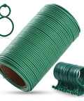 Green Twist Plant Tie Kit With 118 Feet Of Flexible TPR Garden Ties And 20 Plant Clips. Roll of green garden ties and plant clips.