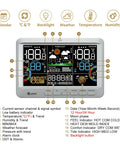 All In One Weather Station With Indoor Outdoor Thermometer And Wireless Atomic Clock Real Time Temperature And Humidity Monitor With Large Constant Display Dew Point Barometer Moon Phase Tide And Comfort Readouts Grey