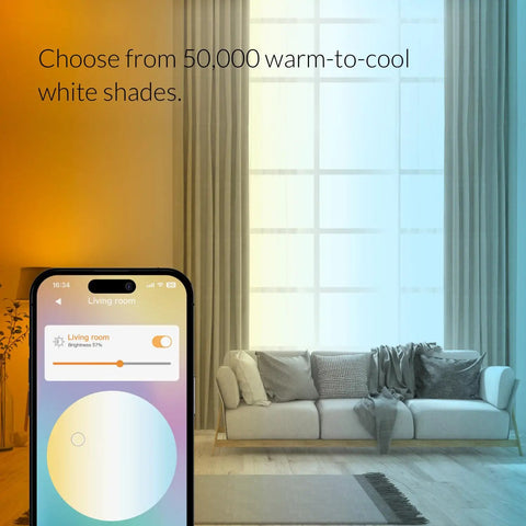 A19 Dimmable Smart Bulb With 800 Lumens CRI 90 Plus 16 Million Colors And 2000K To 6000K White 2 Pack, lighting ambiance in living room