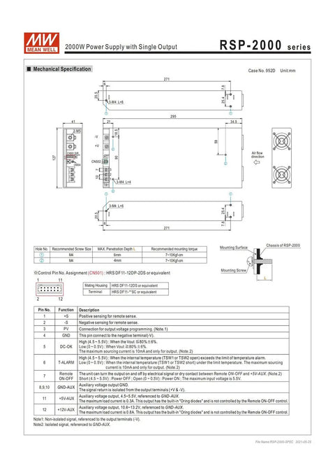 Beefy 1920W Single Output AC To DC Embedded Switch Mode Power Supply Delivers 80A At 24V DC With Built In PFC Short Circuit Overload Over Voltage And Over Temperature Protections Universal Input Industrial Grade Power Solution, dimension drawing