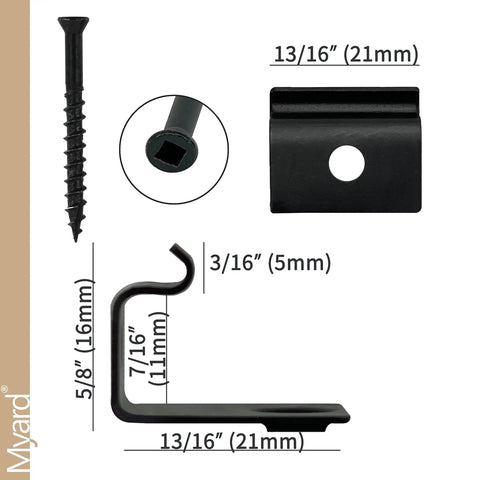 Stainless Steel Deck Starter Clips Kit, 18 Pack For 200 Sq Ft Grooved Decking, Includes 18 Black Screws With Dacromet Coating