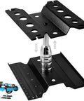 Universal RC Car Stand With Liftable Lower Adjustment And 360 Degree Rotatable Head shown with scale model vehicle.