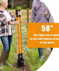 Heavy Duty Post Hole Digger With Fiberglass Handle 58 Inch Sharp Steel Blade in use for easy and upright yard work