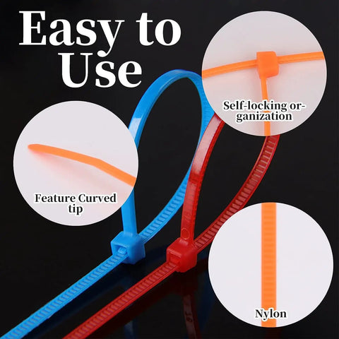 Multicolor 1200 Piece Zip Ties Set With 12 Colors For Home Office Garage And Workshop 4 Inch Self Locking Nylon Cable Ties Easy to Use