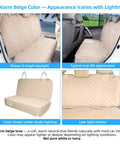Waterproof Backseat Dog Car Seat Cover Nonslip Protector For Cars Trucks SUVs Beige with free dog barrier shown in different lighting