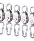 5 Pack M20 Stainless Steel Single Pulley Block Set 304 Grade Lifting Swivel Pulleys With 360 Degree Rotation For Hoisting Heavy Duty Wire Rope System Built To Last Rust Resistant Durable Crane Pulley, front view