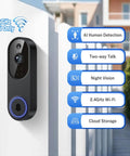 1080P Wireless Video Doorbell With Two Way Audio, Night Vision, AI Motion Alerts, Pre-Capture Recording, AES-128 Encrypted Cloud Storage on wall