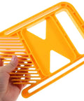 Heavy Duty Woodworking Featherboard Kit For Table Saw Engraver Grip Tough On Fence Knock Out Kickback Risk Extended Yellow Holders close-up view held in hand.