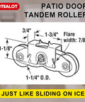 Diagram of Two Pack Tandem Roller Assembly For Sliding Patio Doors Fits 1997061 1982 Present Replaces 1273704 1964 To 1982