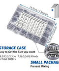 880 Pcs M2 M3 M4 M5 Stainless Steel Hex Socket Cup Head Screws And Bolts Kit in labeled storage case
