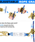 Adjustable rope grab detail from 50 Ft Vertical Lifeline System With Dual Rope Grab Hooks and Shock Absorber