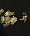 Antique Brass Mini Butterfly Hinges With 200 Screws For Wooden Boxes And Jewelry Chests 50 Pieces 20x17mm on black background